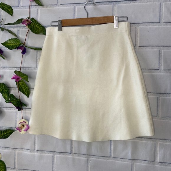 Zara Knit Cream & Brown A-Line Mini Skirt NWT - Picture 4 of 8